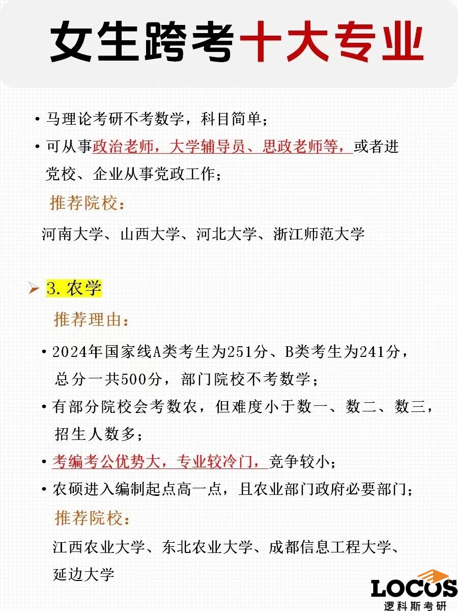 逻科斯考研：女生跨考选这几个，录取通知书拿到手软