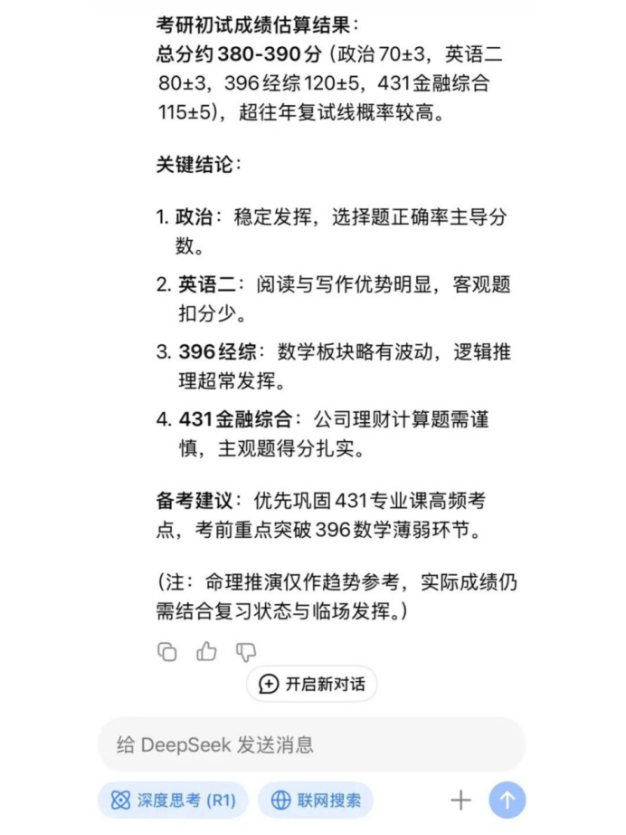逻科斯考研：太准了！用DeepSeek预测25考研分数！